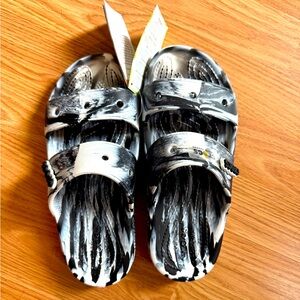 CROCS Black and White Sandals Modern Artistic Design
